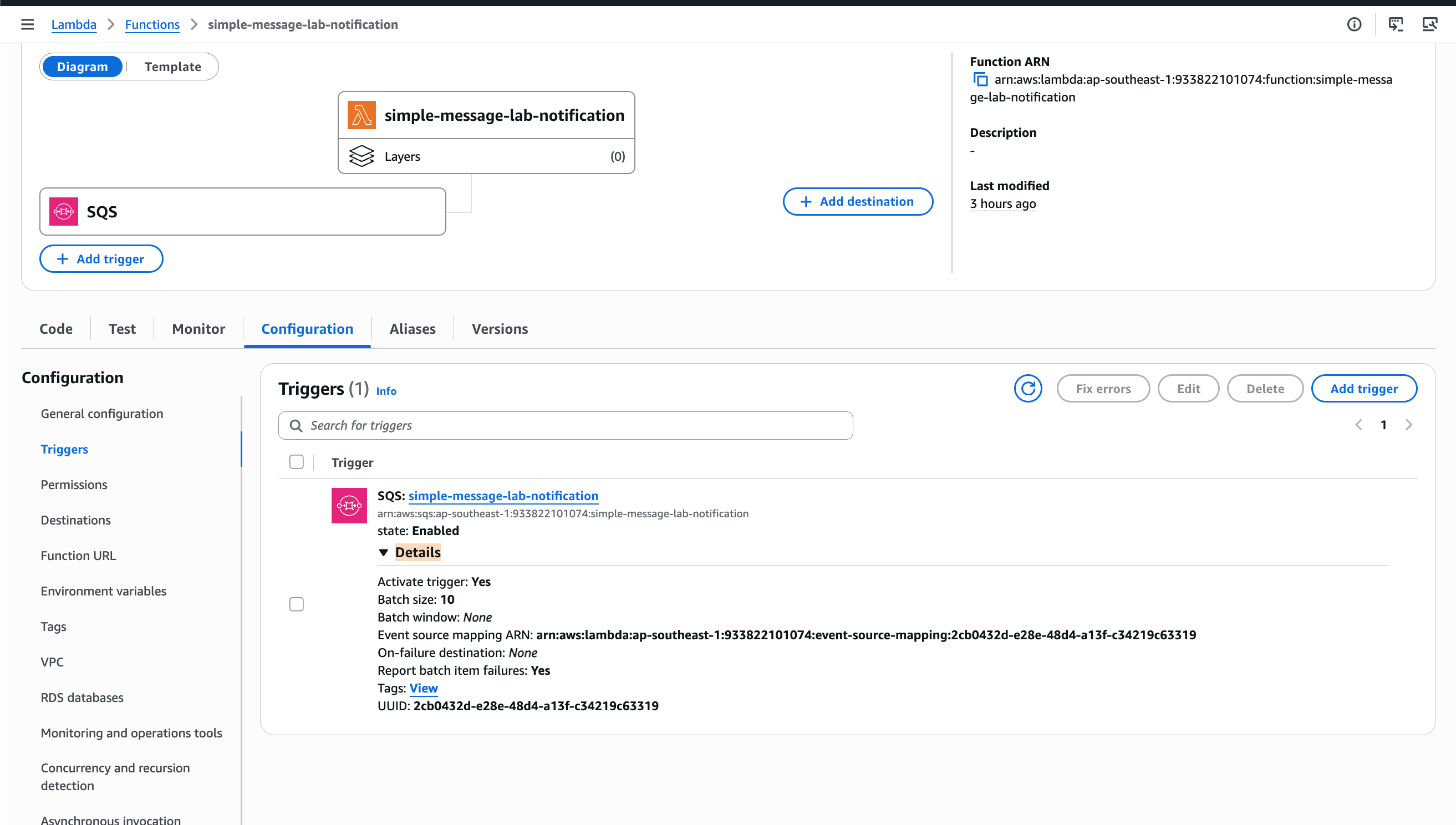 SQS trigger on consumer Lambda
