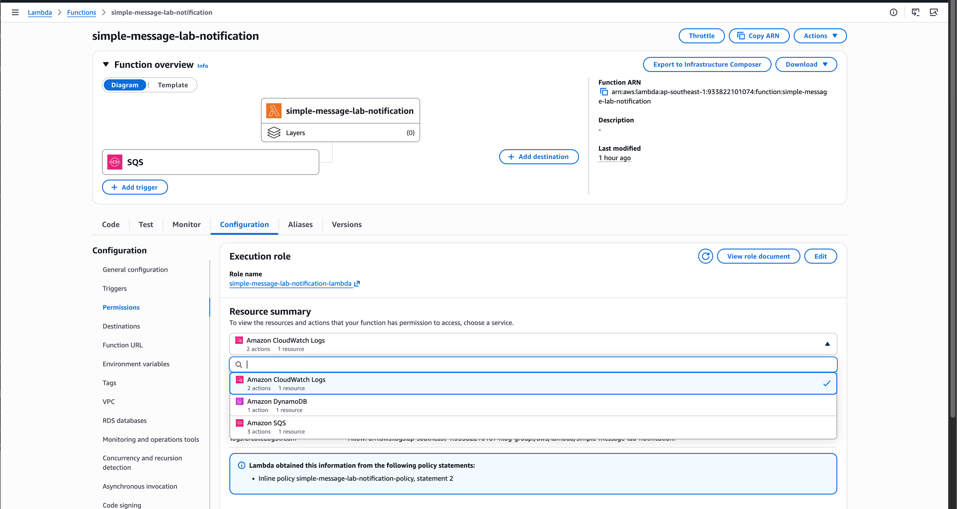 Consumer Lambda execution role